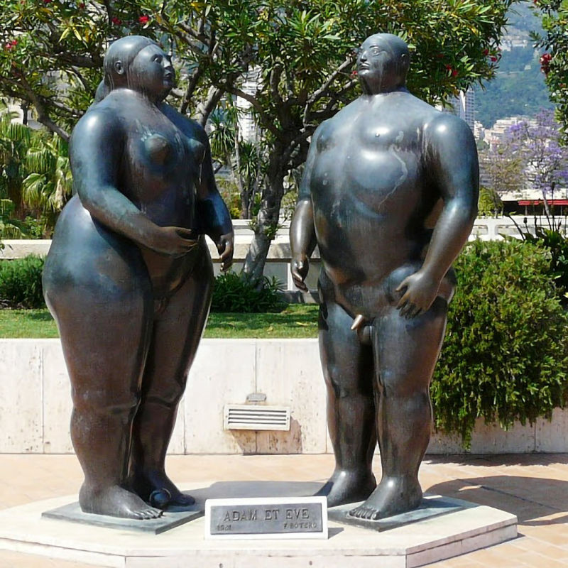 The giant fat couple looked at each other