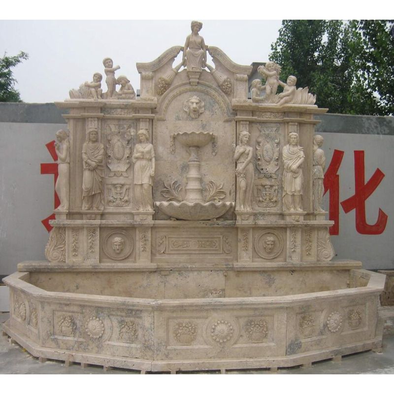 Natural Stone Outdoor White Marble Horse Water Fountain