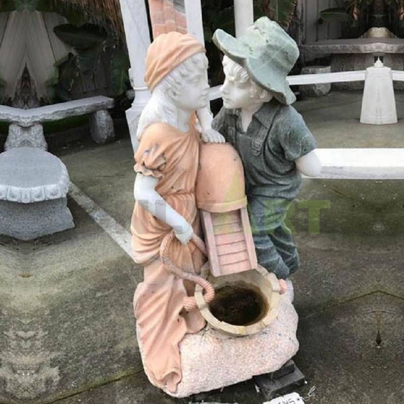 Outdoor Garden Decoration Children Stone Water Fountain