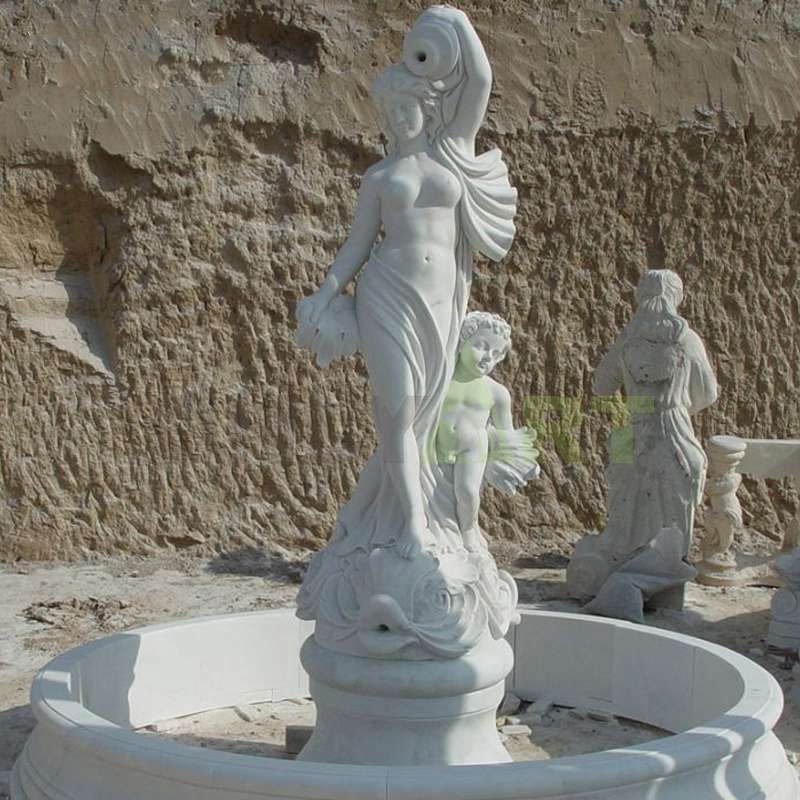 Outdoor Garden Decoration Children Stone Water Fountain