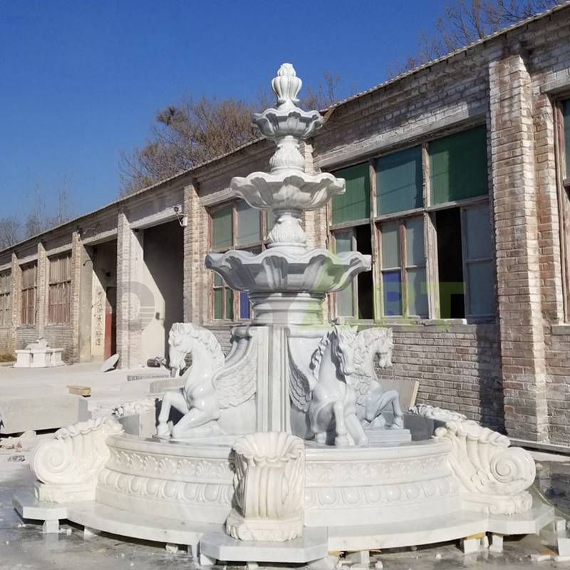 Garden Decorative White Marble Carved Stone Water Fountain