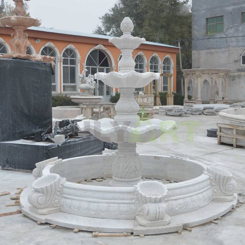 Garden Decorative White Marble Carved Stone Water Fountain