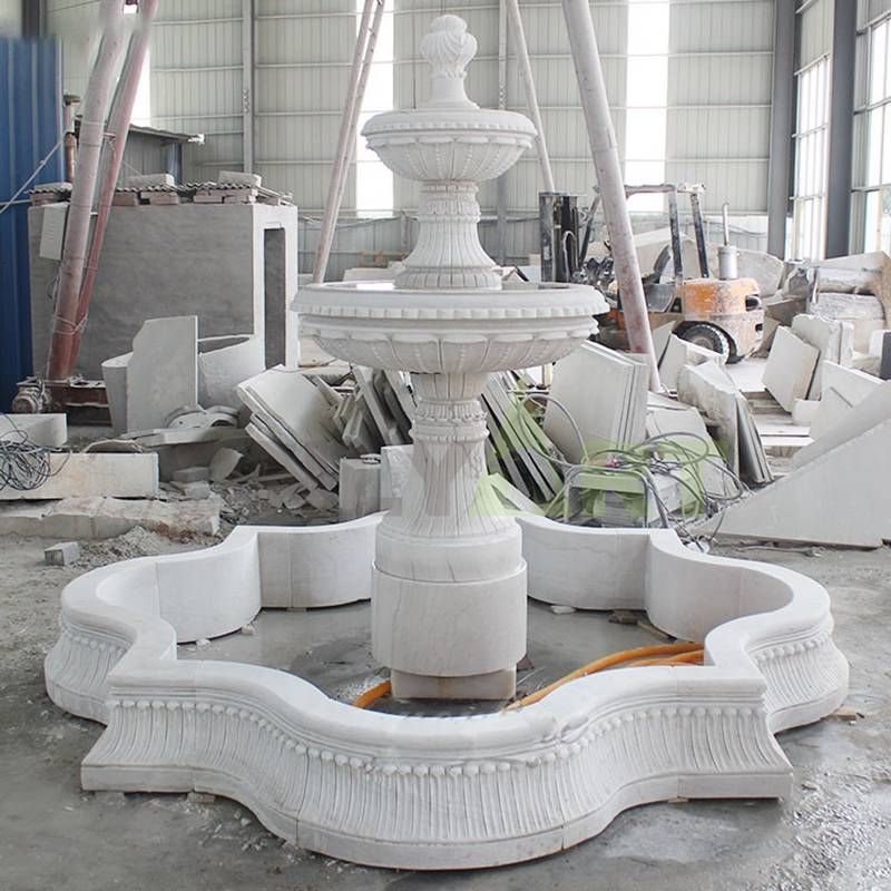 Large Natural Stone White Marble Water Fountain For Garden Decoration