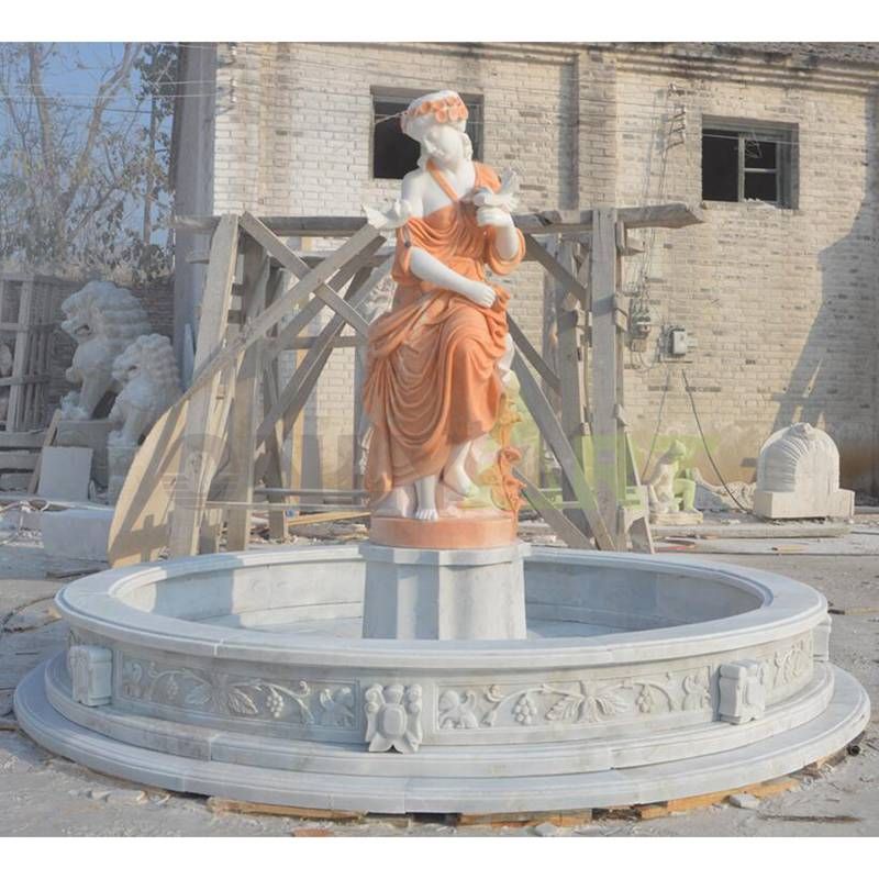 Antiqued Stone Outdoor Pool Fountain For Garden Decor