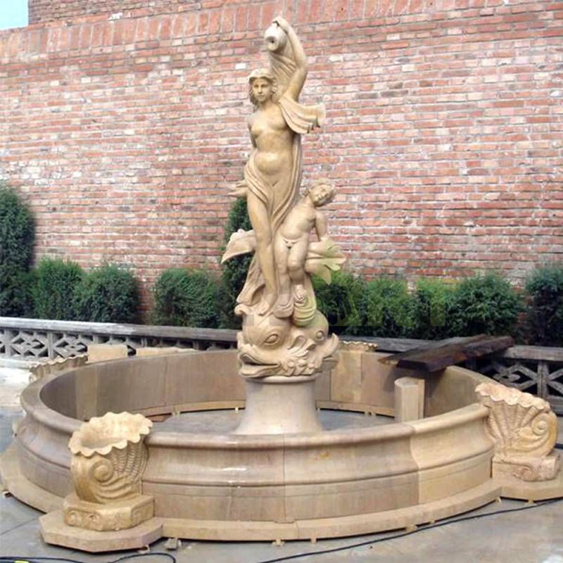 Antiqued Stone Outdoor Pool Fountain For Garden Decor