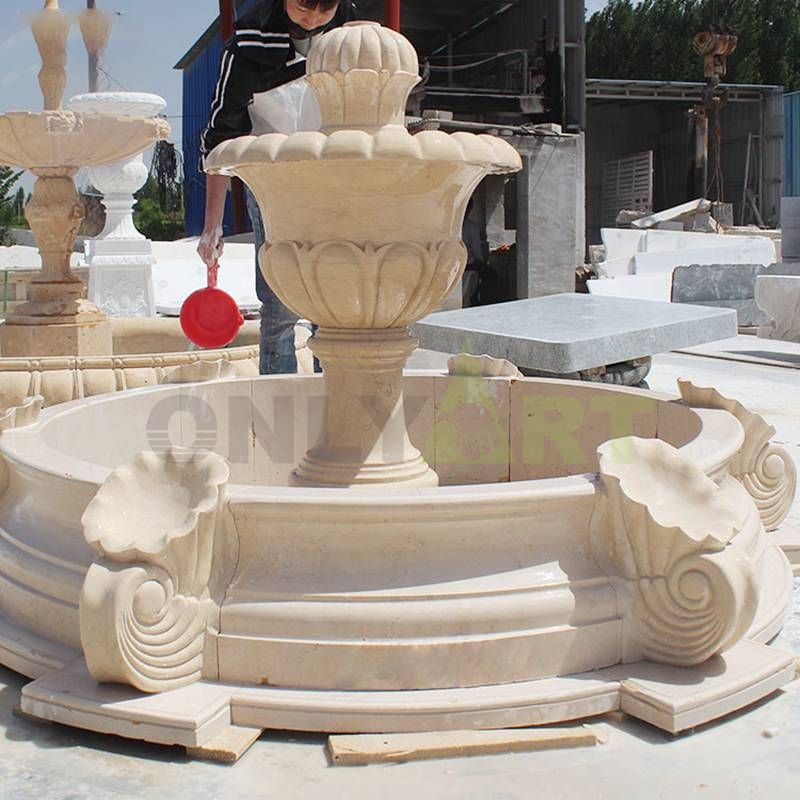 Large Natural Stone White Marble Water Fountain For Garden Decoration
