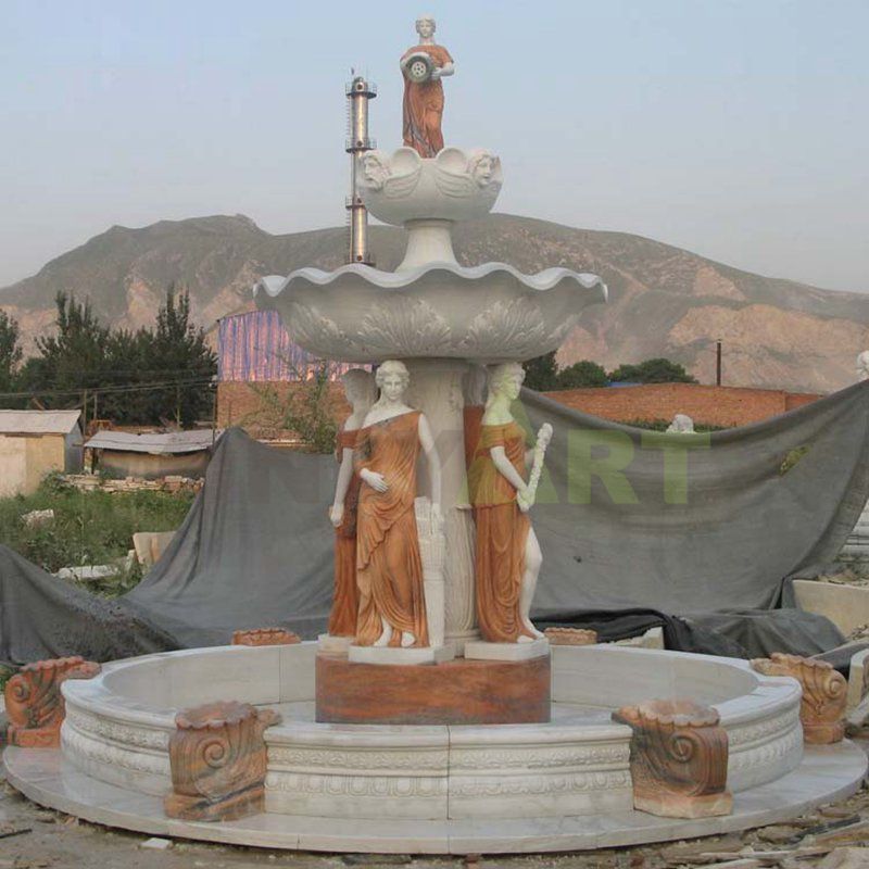 Two Tier Hand Carved Marble Stone Fountain