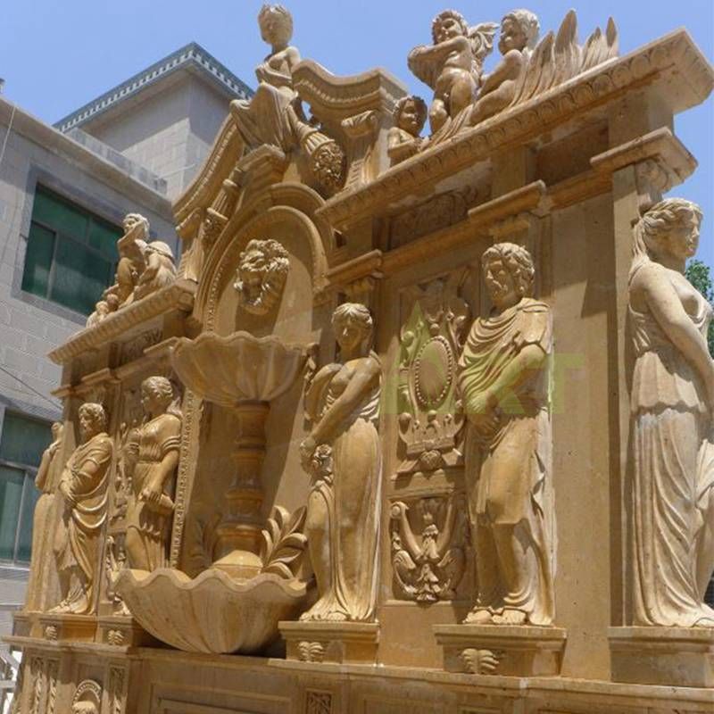 Garden Carving Stone Marble Head Wall Fountain For Outdoor