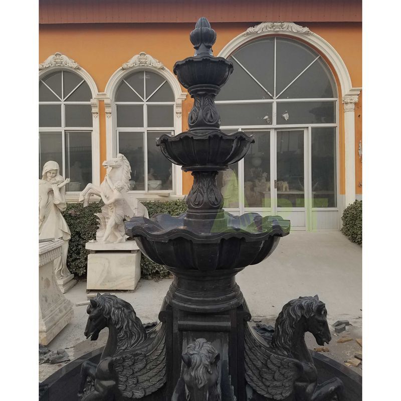 Hand Carved Garden Decorative Classical Stone Marble Horse Water Fountain