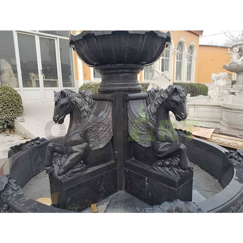 Beautiful Natural Black Marble Stone Garden Water Fountain