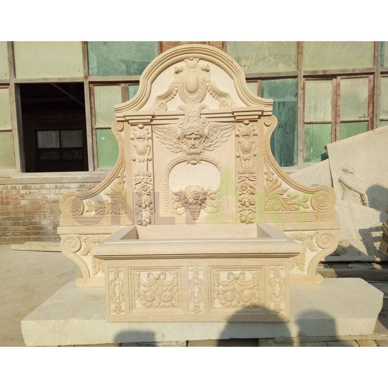 Garden Carving Stone Marble Head Wall Fountain For Outdoor