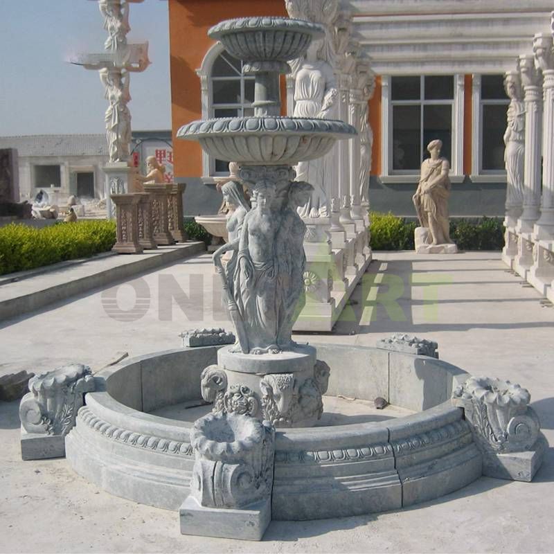 Hand Carved Garden Decoration Stone Marble Water Fountain With Lady Statue