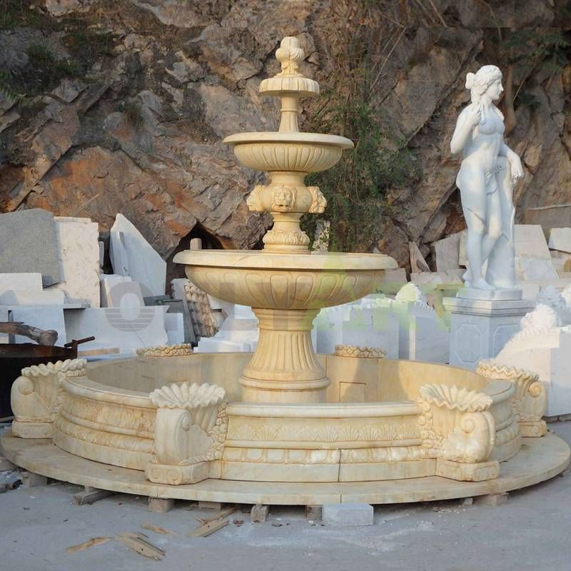 Hand Carved Garden Decoration Stone Marble Water Fountain With Lady Statue