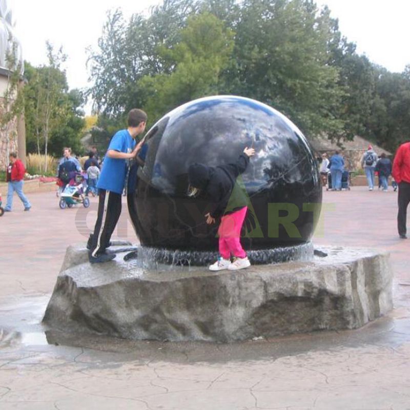 Outdoor Sculpture Black Stone Ball Fountain