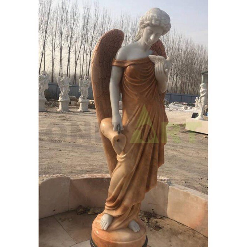 Hand Carved Decorative Stone Garden Water Fountain With Angel