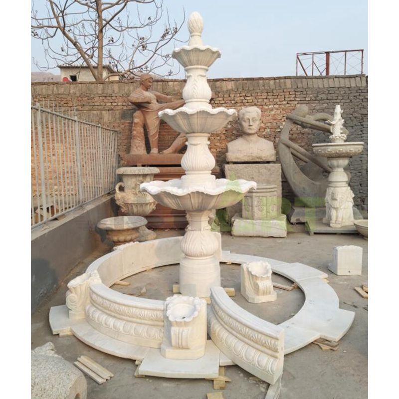 White Marble Outdoor Stone Garden Water Fountain