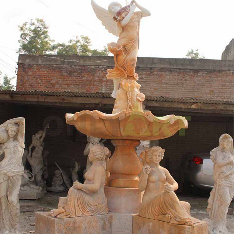 Outdoor Decoration Garden White Natural Stone Marble 2 Tier Water Fountain
