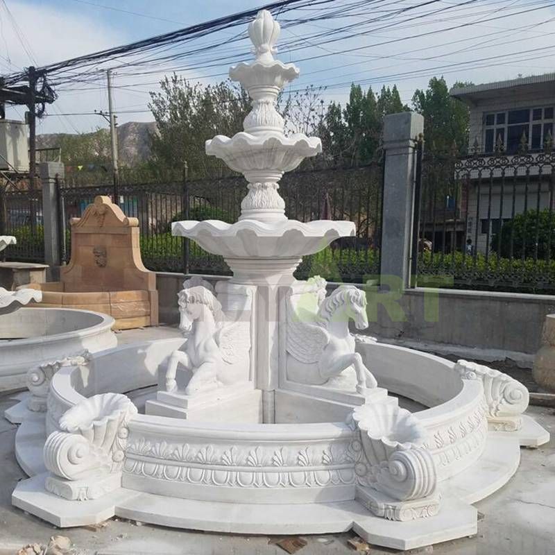 Hand Carved Natural Stone Round Water Fountains For Garden Decoration