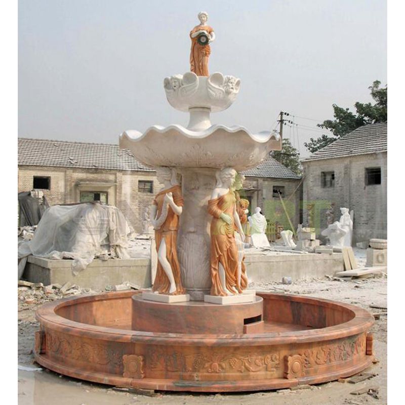 Large Outdoor White Marble Statuary Fountain for Home Garden