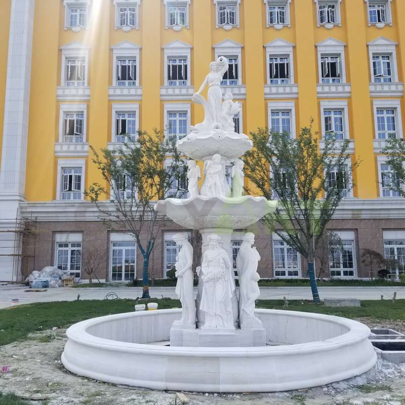 Large Outdoor White Marble Statuary Fountain for Home Garden