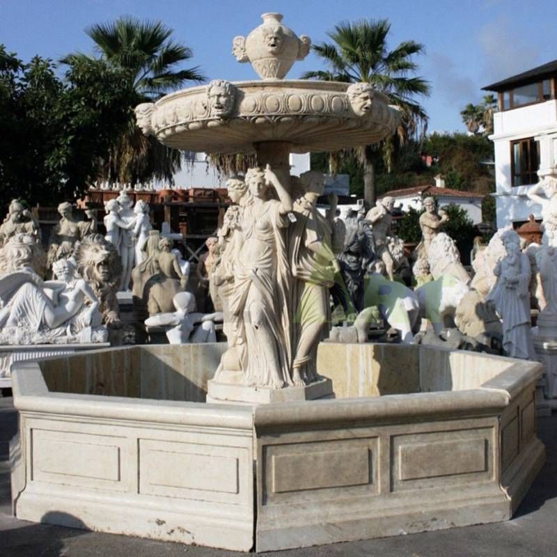 Large Outdoor White Marble Statuary Fountain for Home Garden