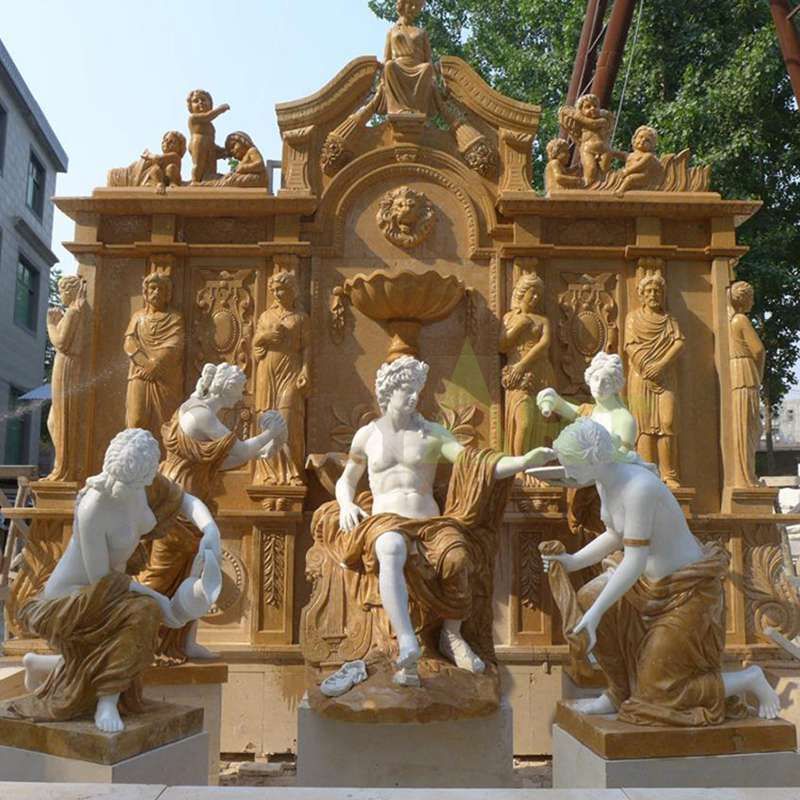 Carved Outdoor Large-Scale Stone Wall Fountains For Sale