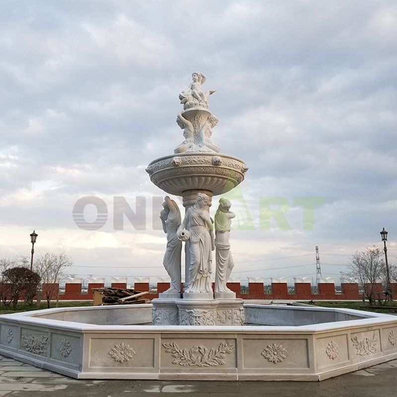 Natural Stone Marble Stone Woman Fountains For Hotel & Garden