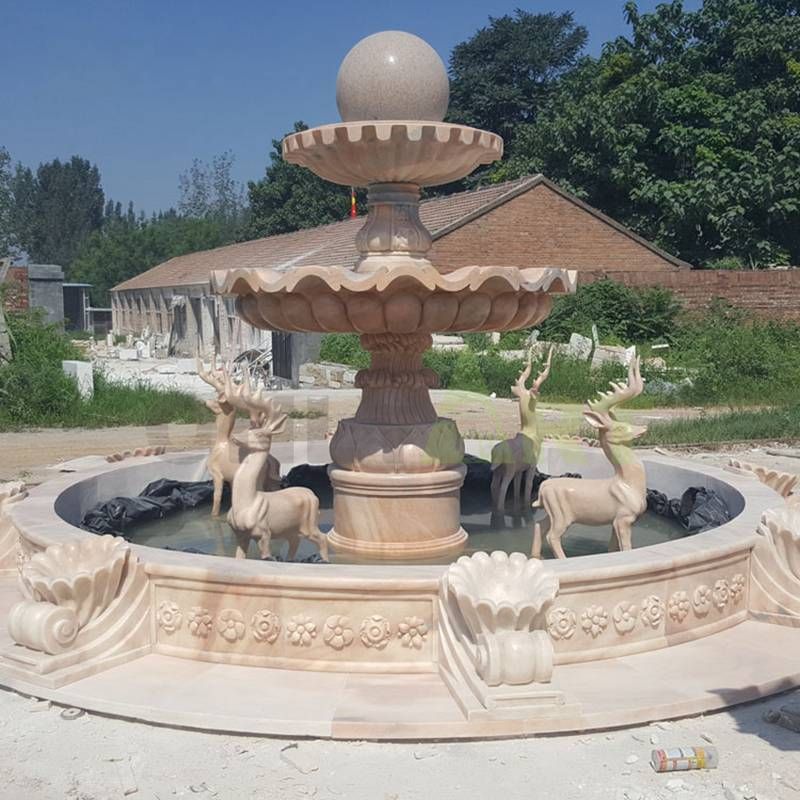 Round Stone Ball Fountain For Decoration