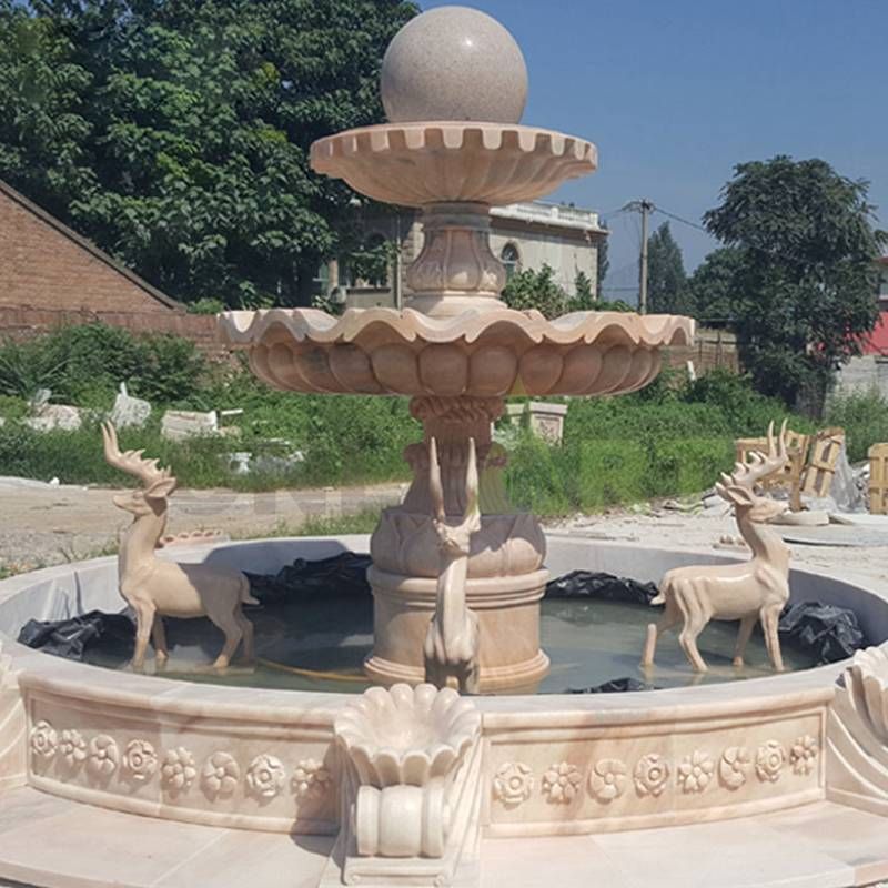 Round Stone Ball Fountain For Decoration