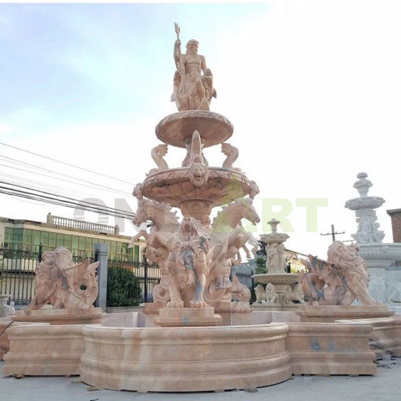 Marble Carved Outdoor Original Garden Stone Horse Fountain for sale