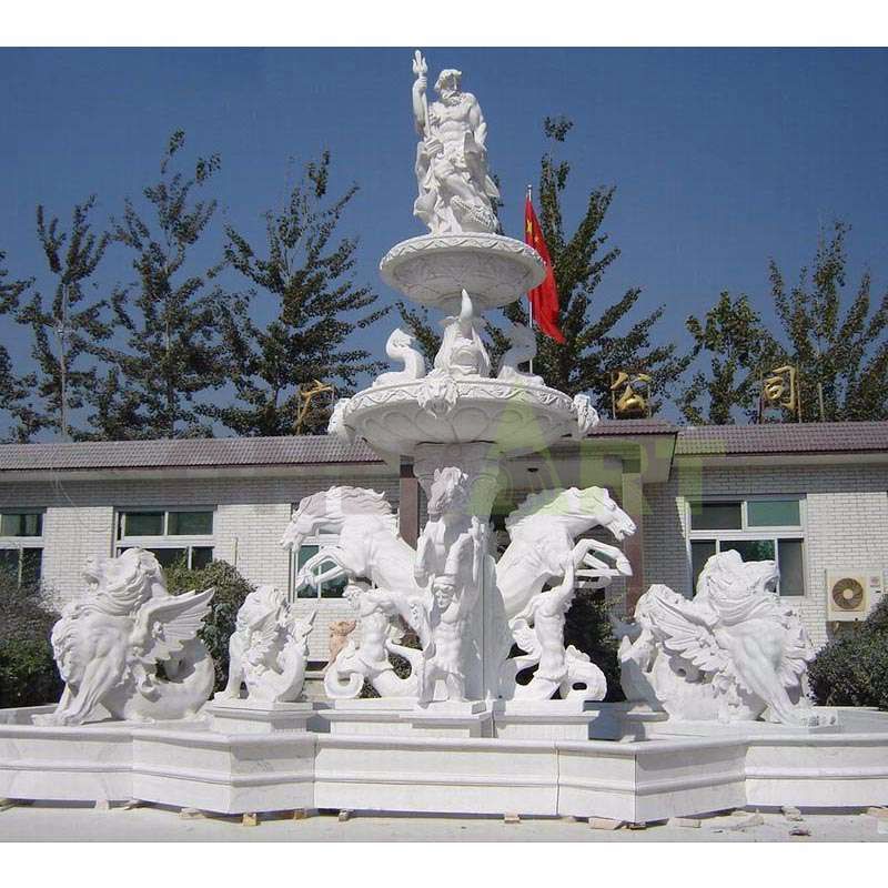 Marble Carved Outdoor Original Garden Stone Horse Fountain for sale