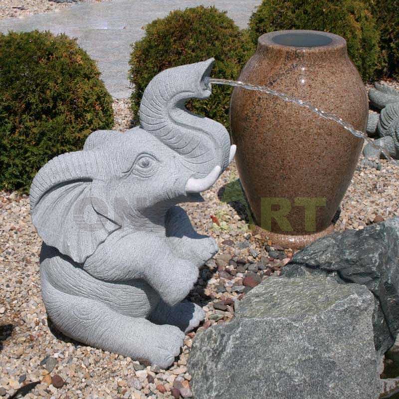 Outdoor Elephant Statue Marble Stone Garden Water Fountain