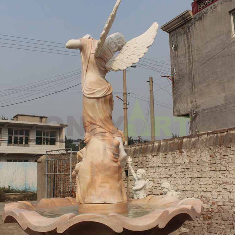 Outdoor Stone Carved Water Fountain With Lady Statue