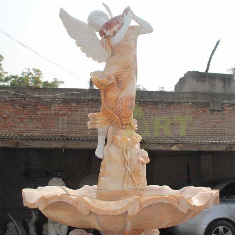 Outdoor Stone Carved Water Fountain With Lady Statue