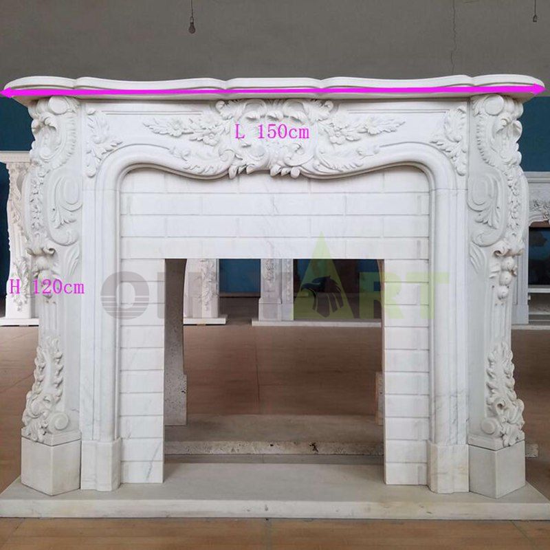Indoor Freestanding White Natural Surround Marble Stone Fireplaces