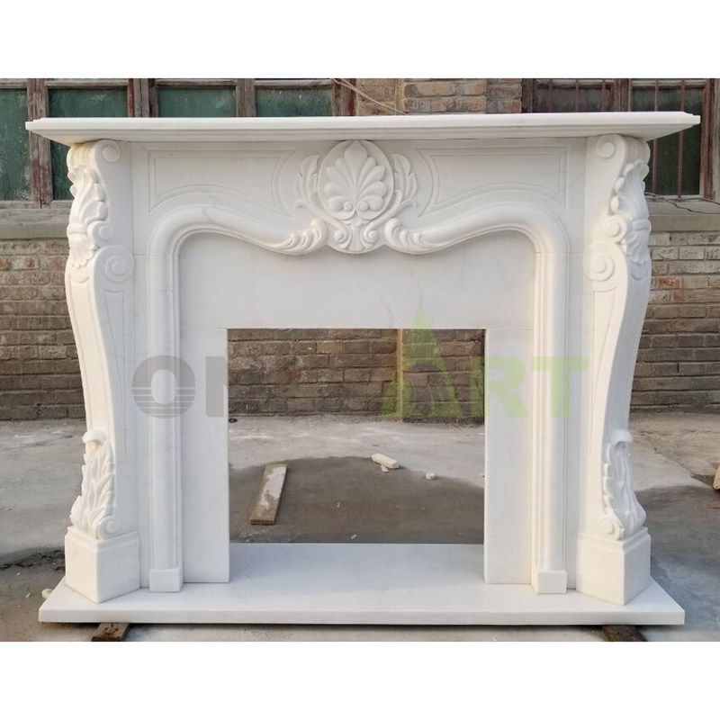 Indoor Freestanding White Natural Surround Marble Stone Fireplaces