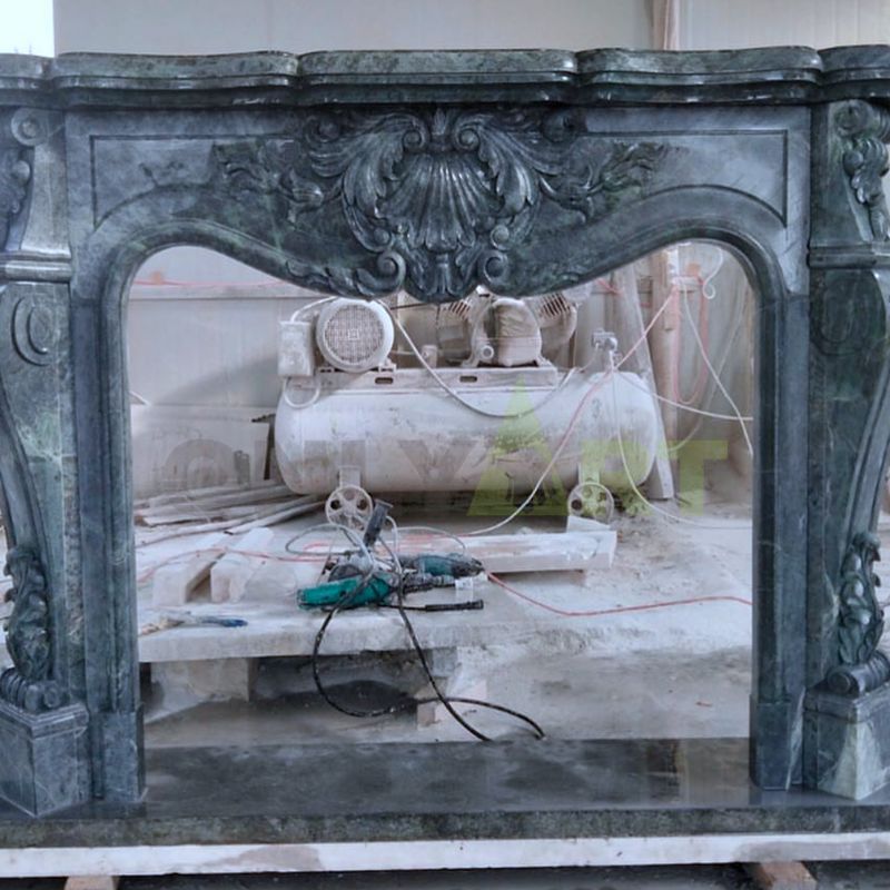 Indoor Natural Stone black Marble French Fireplace Surround