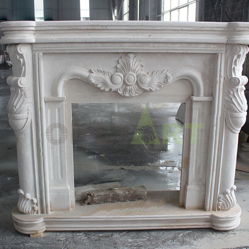 Customizable European Modern Fireplace Indoor White Marble Fireplace