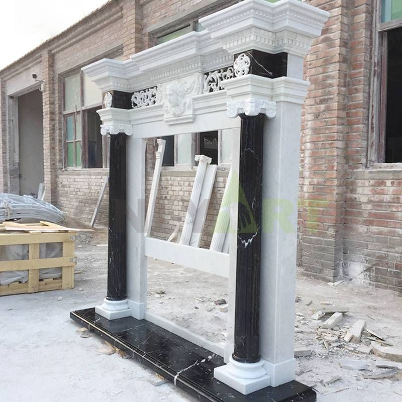 Hand Carved Natural Stone Customized Marble Fireplace Surround