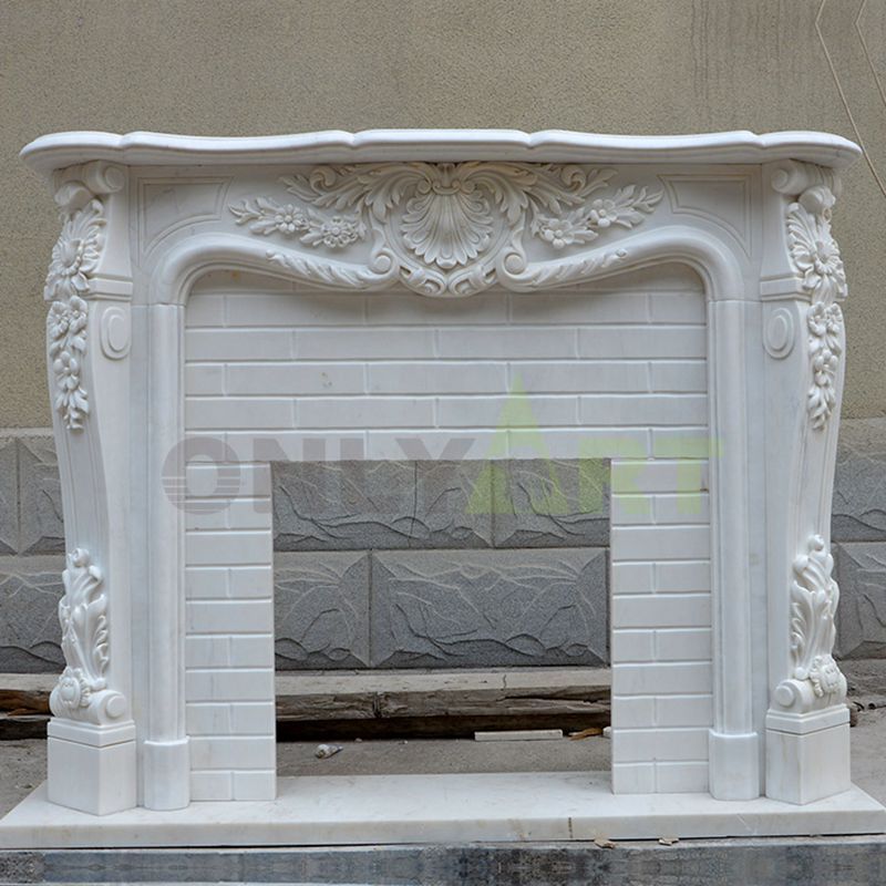 Customizable European Modern Fireplace Indoor White Marble Fireplace