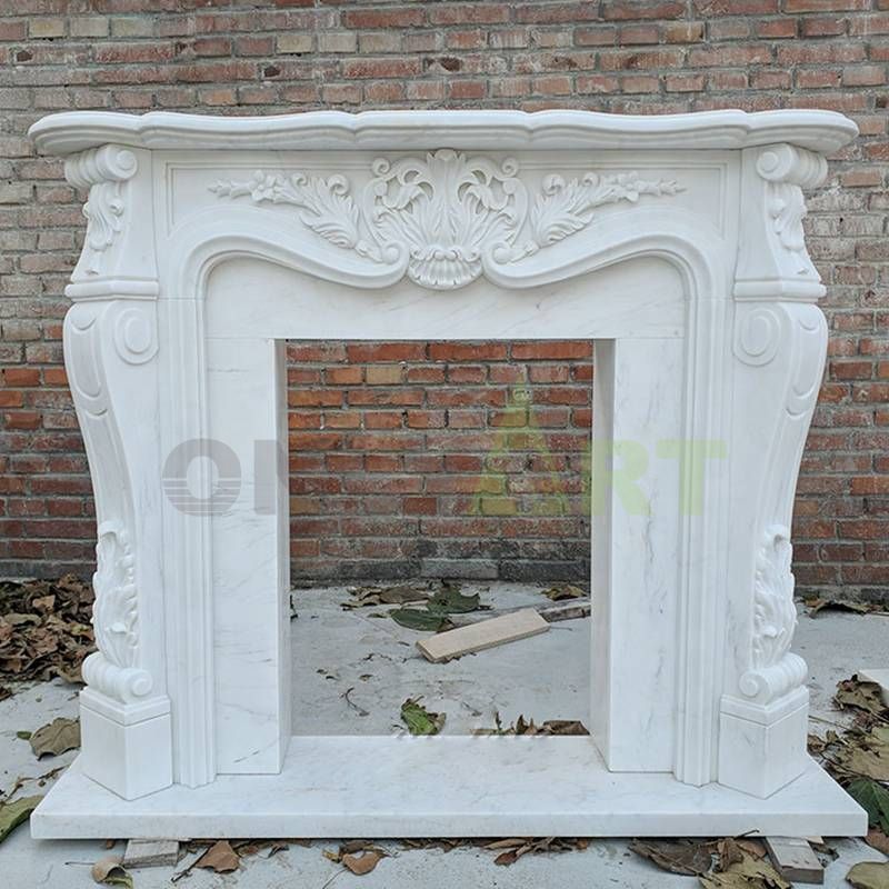 Customizable European Modern Fireplace Indoor White Marble Fireplace