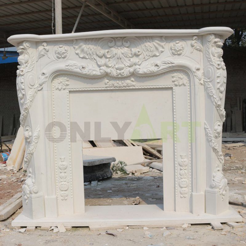 Customizable European Modern Fireplace Indoor White Marble Fireplace