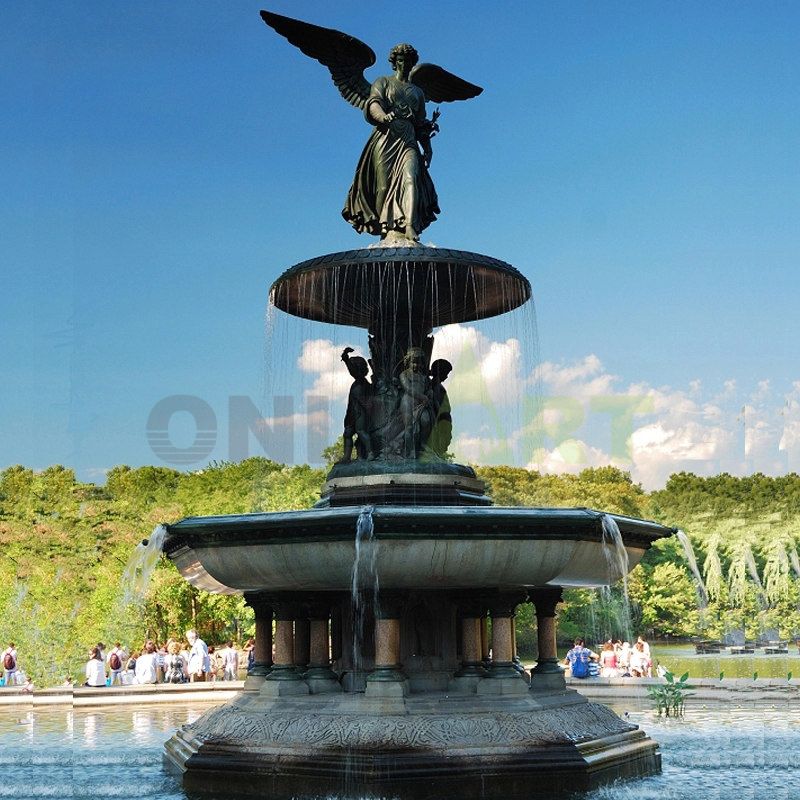 Outdoor decoration bronze water fountain brass angel fountain