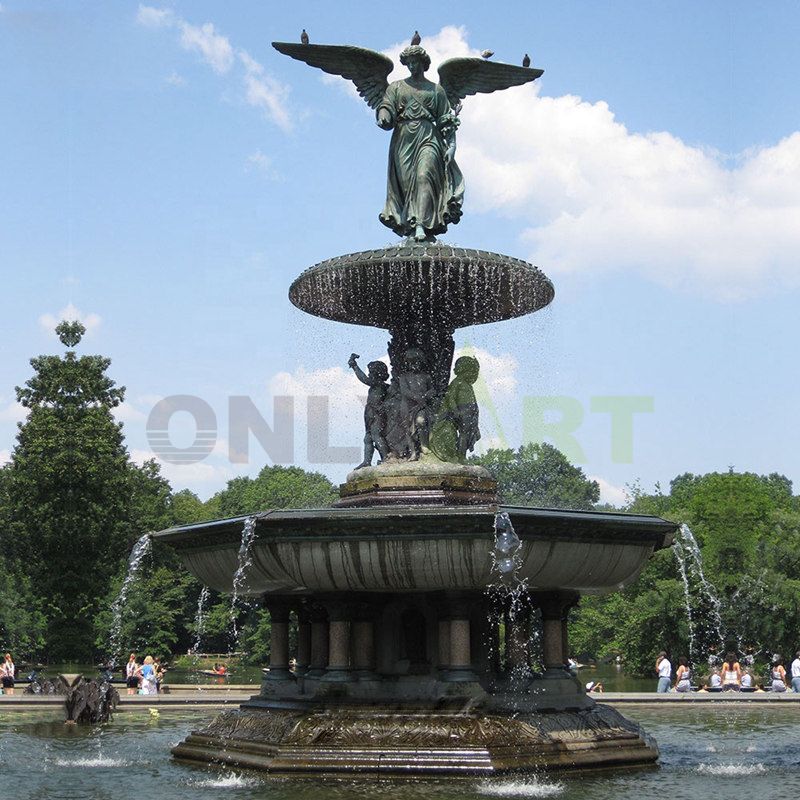 Outdoor decoration bronze water fountain brass angel fountain