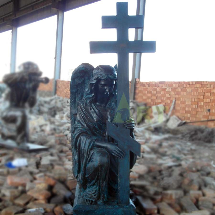 A mourning sculpture of a religious angel