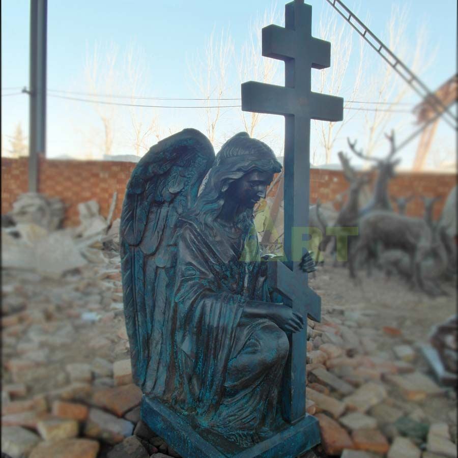 A mourning sculpture of a religious angel