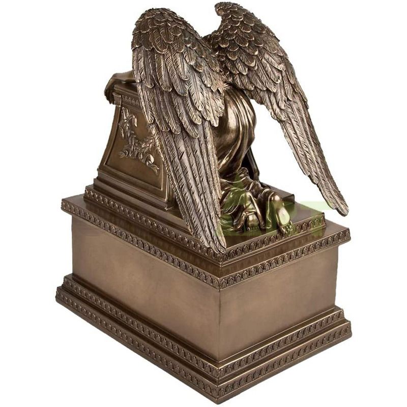 The popular hand-made bronze angel of hell is decorated with mourning statues