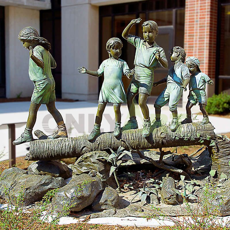 A group of lively children were tramping on the wood