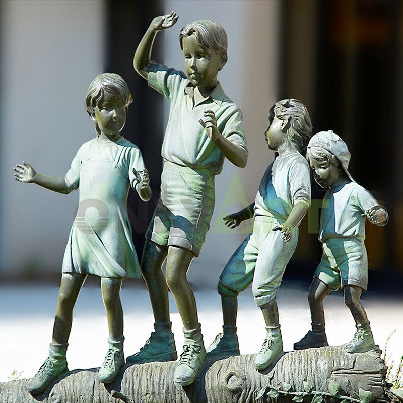 Children with crocodiles, children sculptures