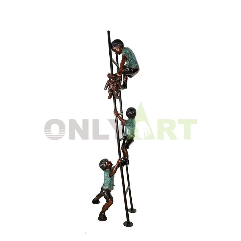 Let's climb the ladder together, child sculpture